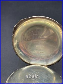 American Waltham Co. Pocket Watch Coin Solid Silver Case Working with Pouch