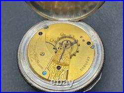 American Waltham Co. Pocket Watch Coin Solid Silver Case Working with Pouch