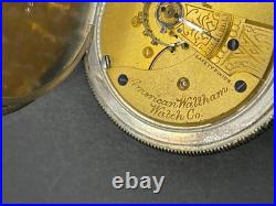 American Waltham Co. Pocket Watch Coin Solid Silver Case Working with Pouch