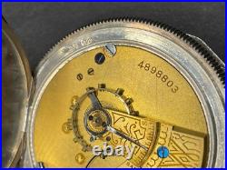American Waltham Co. Pocket Watch Coin Solid Silver Case Working with Pouch