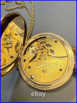 American Waltham Gold Filled Hunter Pocket Watch Safety Barrel Engraved Case