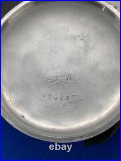 American Waltham Pocket Watch 16s 7J Illinois Spartan Pinstripe Case Ticking 610