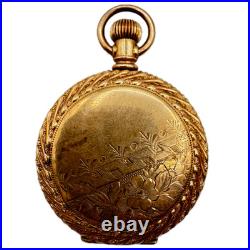 Antique 0s Crescent Floral Swirl Hunter Pocket Watch Case 15 Year GF USA