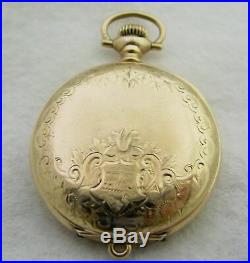 Antique 0s Elgin Fancy Dial 15j Gold Filled Hunter Case Pocket Watch