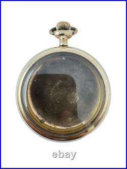 Antique 12S Keystone Hunter Pocket Watch Case 10k RGP Guilloche with Coin Center