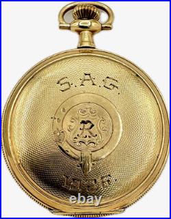 Antique 12S Waltham S. A. G. 1926 Engraving Hunter Pocket Watch Case 14k GF USA