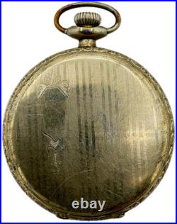 Antique 12s Brookline Open Face Pocket Watch Case 14k White GFPinstriped USA
