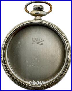 Antique 12s Brookline Open Face Pocket Watch Case 14k White GFPinstriped USA