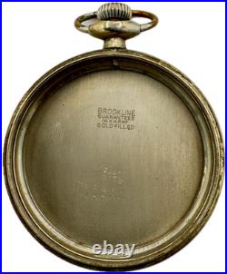 Antique 12s Brookline Open Face Pocket Watch Case 14k White GFPinstriped USA