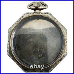 Antique 12s Nawco Challenge Open Face Pocket Watch Case Octagonal Pinstriped