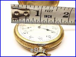 Antique 14K Gold Waltham Pocket Watch 17 Jewel Wind Hunter Case Rose Yellow Runs