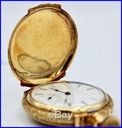 Antique 14K Tri Color Gold Elgin Pocket Watch Hunter Case 15 Jewel 6s