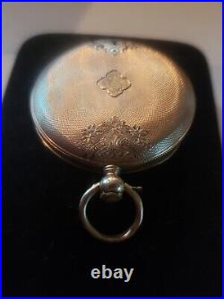 Antique 14 Kt Gold Pocket Watch Hunter Case Kw 41mm Case