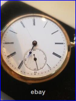 Antique 14 Kt Gold Pocket Watch Hunter Case Kw 41mm Case