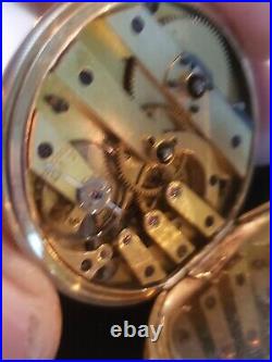 Antique 14 Kt Gold Pocket Watch Hunter Case Kw 41mm Case