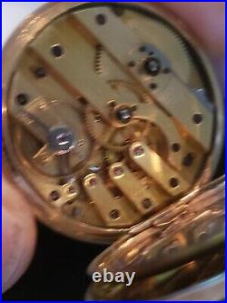 Antique 14 Kt Gold Pocket Watch Hunter Case Kw 41mm Case