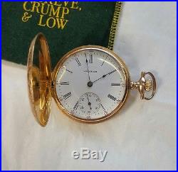Antique 14k yellow gold 1908 Waltham fancy hunters case pocket watch 16481165