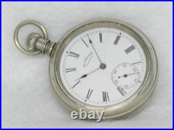 Antique 14s Waltham Open Face Bond St. Pocket Watch In Silveroid Case, Running