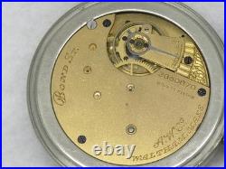 Antique 14s Waltham Open Face Bond St. Pocket Watch In Silveroid Case, Running