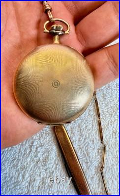 Antique 15 Jewels Illinois Pocket Watch with Chain& Knife Fob Gold F Case
