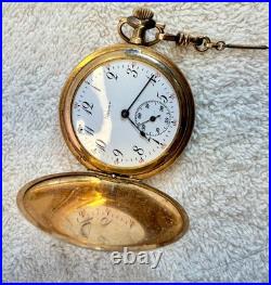 Antique 15 Jewels Illinois Pocket Watch with Chain& Knife Fob Gold F Case