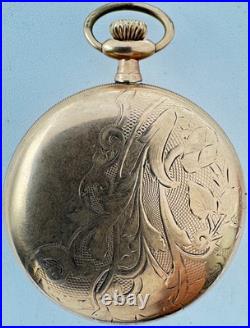 Antique 16 Size Conquerer Fancy Guilloche Pocket Watch Case Gold FIlled