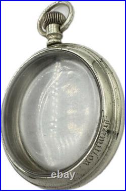 Antique 16 Size Hamilton Salesman Open Face Pocket Watch Case Nickel Open Back