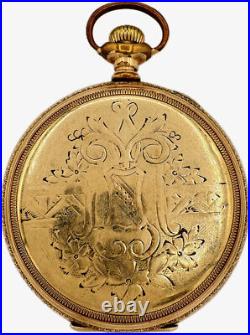 Antique 16 Size Wadsworth Pilot Hunter Pocket Watch Case Gold Filled Engraved