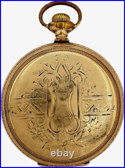 Antique 16 Size Wadsworth Pilot Hunter Pocket Watch Case Gold Filled Engraved