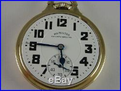 Antique 16s Hamilton 992B Rail Road pocket watch. 1941 Gold filled Wadsworth case