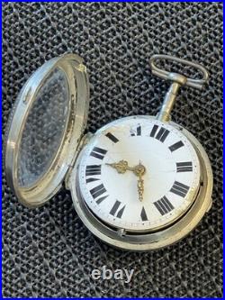 Antique 1700'S Tortoise Shell 70mm Pair Case Verge Fussee European Pocket Watch