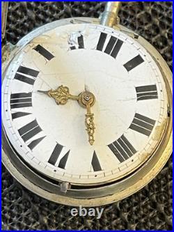 Antique 1700'S Tortoise Shell 70mm Pair Case Verge Fussee European Pocket Watch