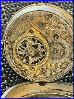 Antique 1700'S Tortoise Shell 70mm Pair Case Verge Fussee European Pocket Watch