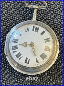 Antique 1700'S Tortoise Shell 70mm Pair Case Verge Fussee European Pocket Watch