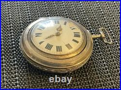 Antique 1700'S Tortoise Shell 70mm Pair Case Verge Fussee European Pocket Watch