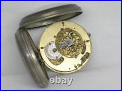 Antique 1700's Tortoise Shell 54mm Pair Case Verge Fusee European Pocket Watch