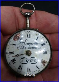 Antique 1700s Fres Esquivillon Dechoudens Triple Case Silver Fusee Pocket Watch