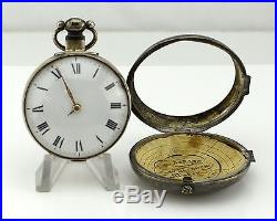 Antique 1750's Gillingham London s/n 1048 Silver Pair Cased FUSEE Pocket Watch
