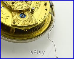 Antique 1750's Gillingham London s/n 1048 Silver Pair Cased FUSEE Pocket Watch