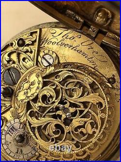 Antique 1758 Georgian 18th Century Verge Fusee Pair Cased Cased Pocket Watch