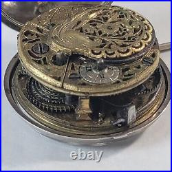 Antique 1760's Butt London Sterling Double Case Pocket Watch For Repair
