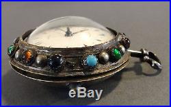 Antique 1770s Benjamin Barber London Fusse Pocket Watch & Persian Jeweled Case