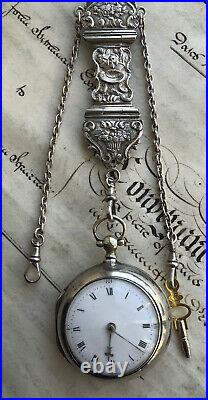 Antique 1779 Georgian Silver Verge Fusee Pair Cased Pocket Watch With Chatilane