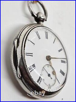 Antique 1800s LONDON E. C. Chronometer Key Wind English Fusee Silver Pocket Watch