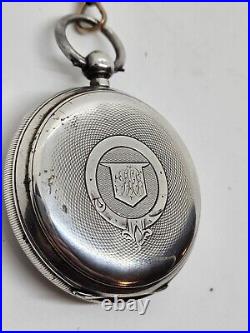 Antique 1800s LONDON E. C. Chronometer Key Wind English Fusee Silver Pocket Watch