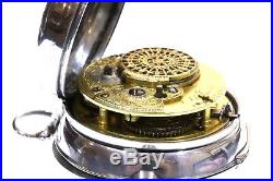 Antique 1805 Pair Cased Silver Fusee Verge Pocket Watch. Serviced