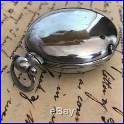 Antique 1828 Solid Silver Pair Case Verge Pocket Watch Good Runner