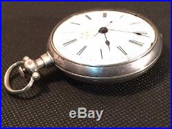 Antique 1840's Chinese Market Bat-Wings Pendulum Duplex Pocket Watch Silver Case