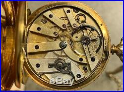 Antique 1850s Breitling Laederich 18K Gold Hunter Case Pocket Watch 13 Jewel