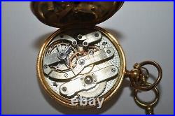 Antique 1860's Jules Huguenin 18k Gold Key Wind Hunting Case Pocket Watch